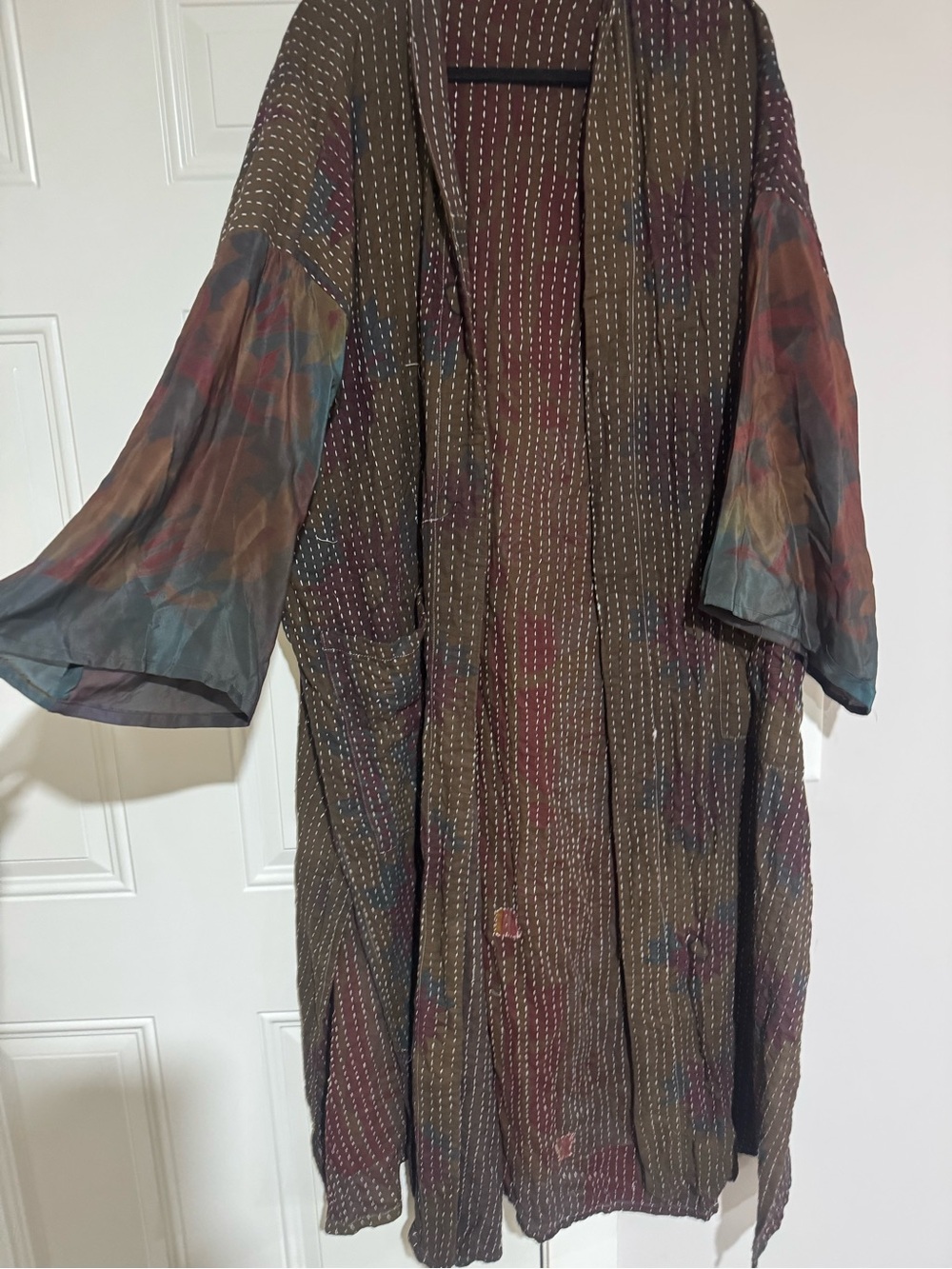 Boho Long Open Front Kimono Coat - Brown